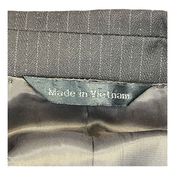 Andrew Fezza Blazer Jacket Men 42R Gray Striped Wool Notch Lapel Single Breasted - Picture 11 of 12